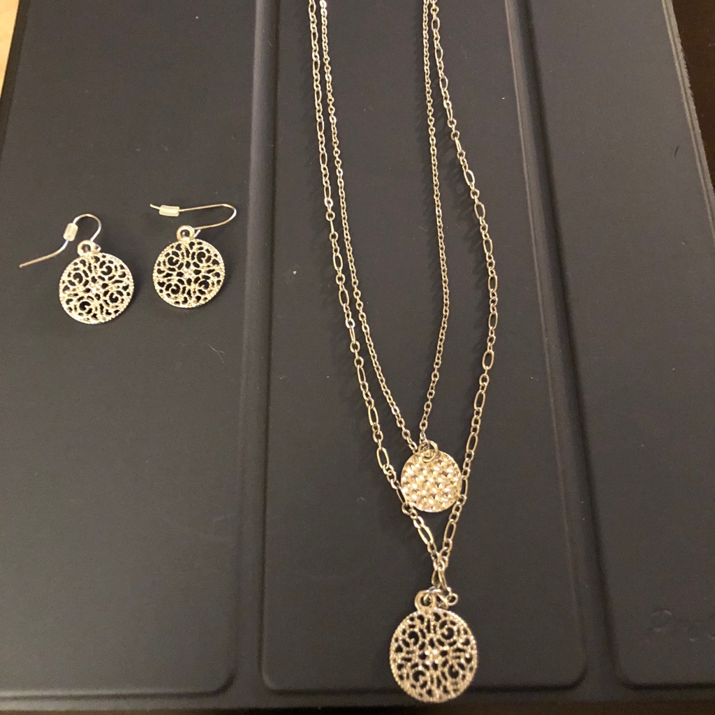 Beautiful Double Layer Necklace Earring Set 15$